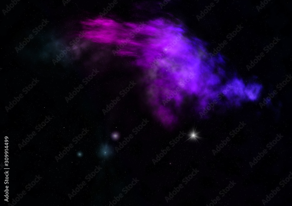 Fototapeta premium Star field in space and a nebulae. 3D rendering