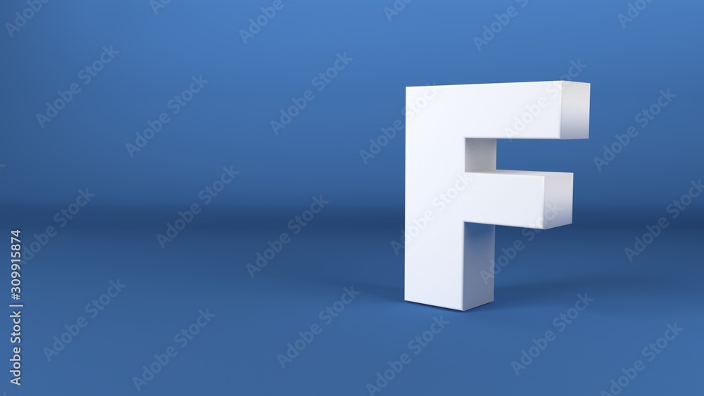 The Letter F in white on a blue background 3d render The Letter F in white on a blue background 3d render