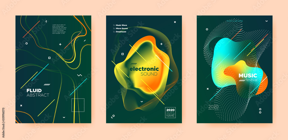 Electro Music Poster. Abstract Gradient Shape. 