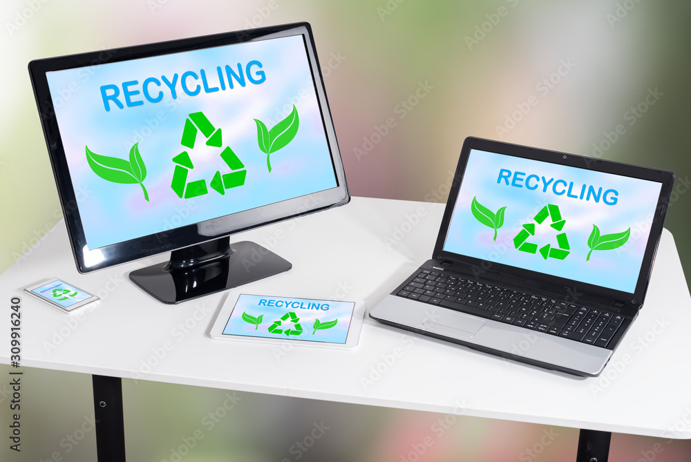 Recycling concept on different devices Recycling concept on different devices