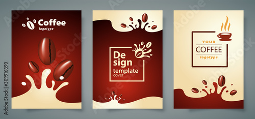 Coffee liquid dros Flyer set design template cover vector photo
