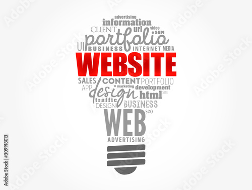 WEBSITE light bulb word cloud, business concept background