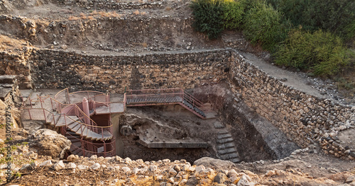 Картината върху платно access structure at the entrance to the israelite underground water system at te