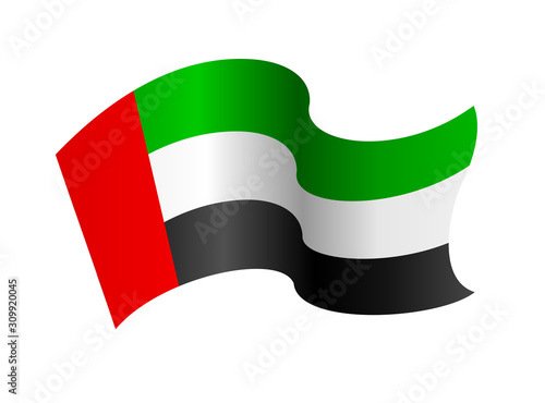 Wavy flag of the United Arab Emirates, UAE, vector illustration.