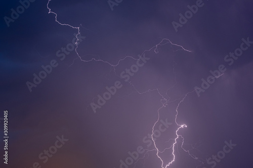 a web of lightning on the sky subtle bright curves in cloudy clouds at night