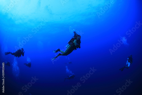 Group of scuba divers © aquapix