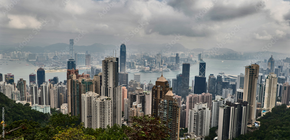 Cloudy Hong Kong Cityscape