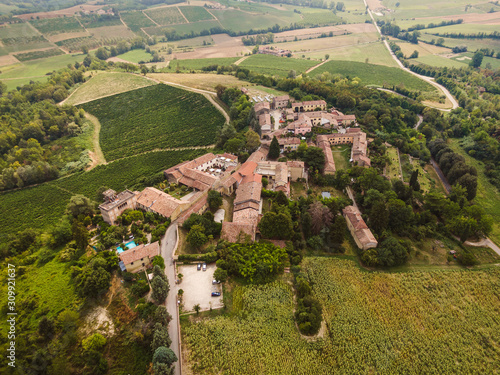 Drone aerial view of Moleto, a characteristic country village in Monferrato photo