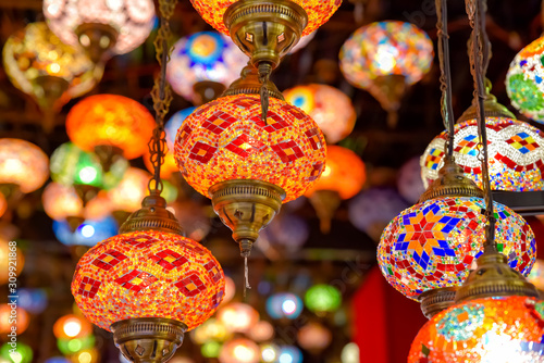Turkish Lamp or Moroccan Lantern  Eastern style  decorative lamps at store  in Global Village  Dubai  United Arab Emirates