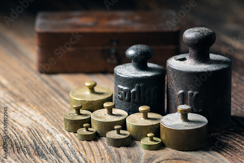 Old rustic metal weights