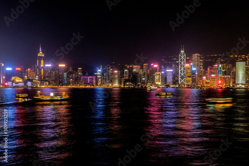 Night Cityscape of Hong Kong Lightshow