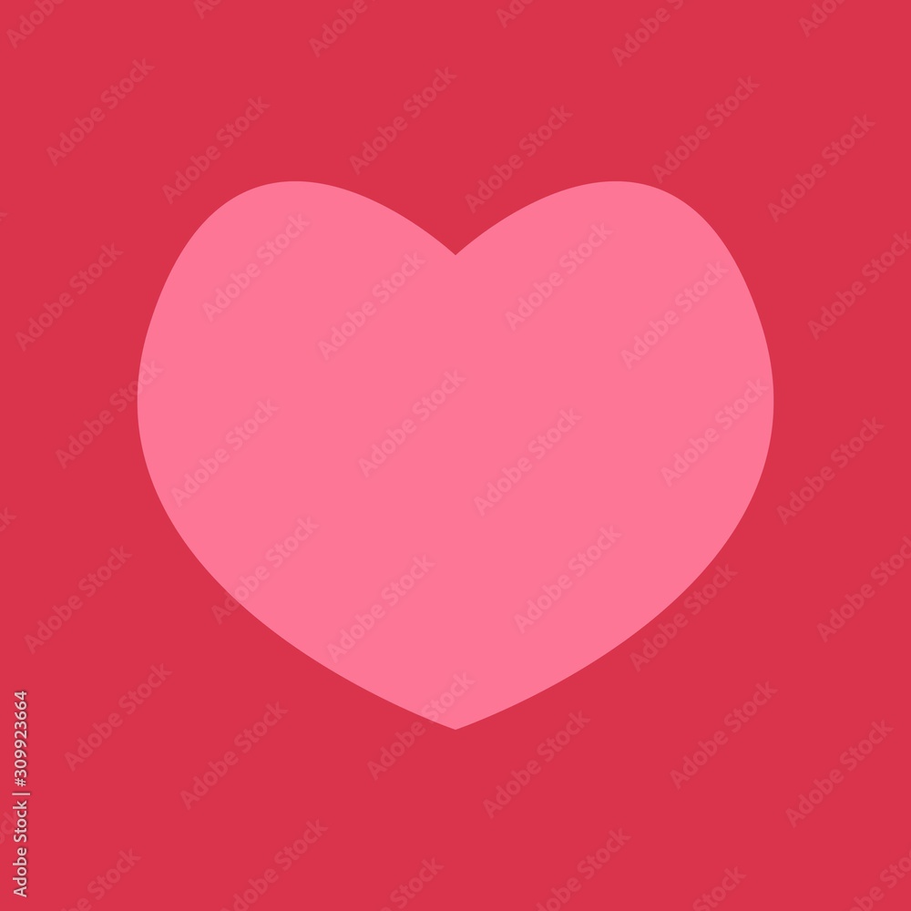 Gentle pink heart on dark pink background like cute flat style vector illustration isolated