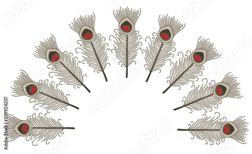 Vector feather placement print. Simple doodle panache hand drawn. Great for invitation, tshirt print, sticker, decor, fashion.
