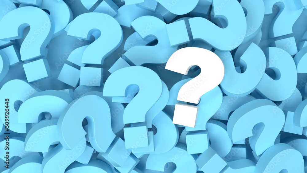 White question mark on a background of blue question marks. 3d illustration design White question mark on a background of blue question marks. 3d illustration design