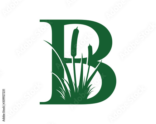 Letter B with Reeds Grass Logo Vector 001