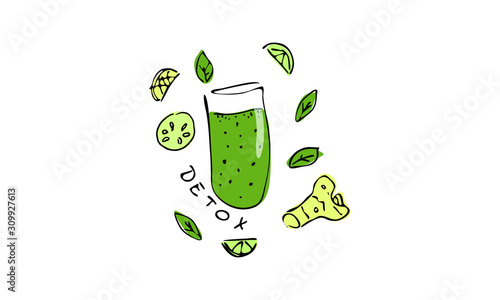 vector illustration of detox smoothie. the concept of healthy eating. cleaning the body