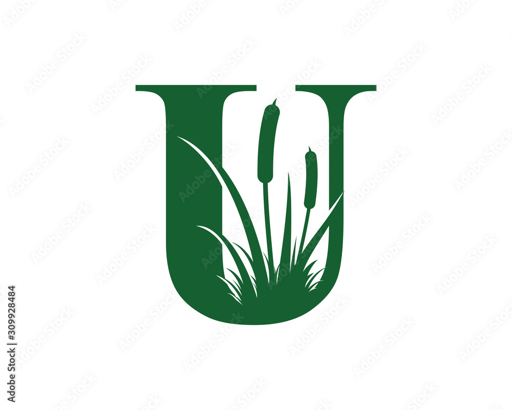 Letter U with Reeds Grass Logo Vector 001 Letter U with Reeds Grass Logo Vector 001