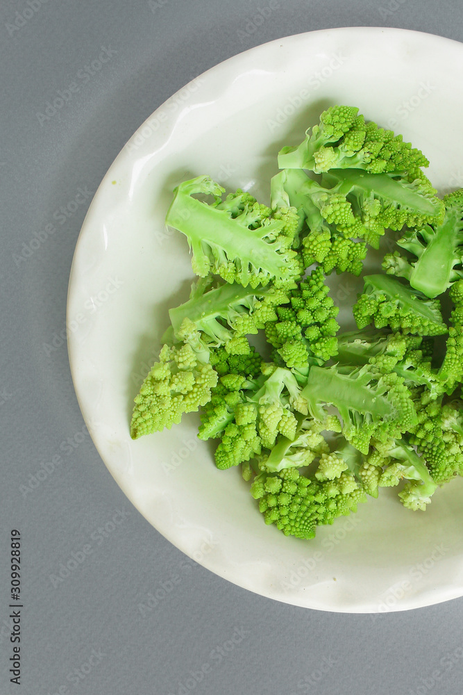 romanesco cauliflower cabbage (delicious vegetable, vitamins diet food) menu concept. food background. top view. copy space romanesco cauliflower cabbage (delicious vegetable, vitamins diet food) menu concept. food background. top view. copy space