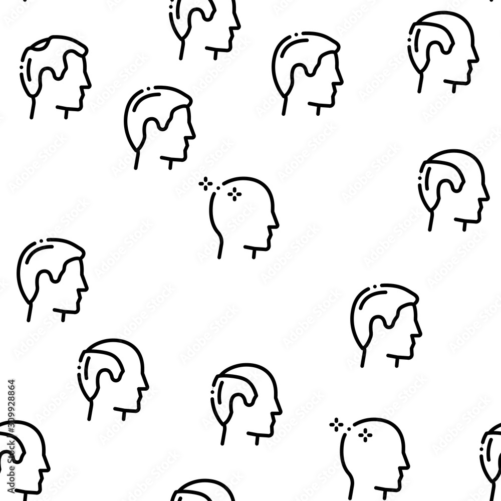 Hair Transplantation Seamless Pattern Vector Thin Line. Illustrations Hair Transplantation Seamless Pattern Vector Thin Line. Illustrations