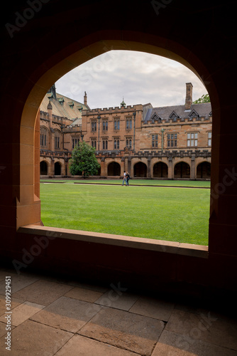 SYDNEY, AUSTRALIA - 16 Dec 2019 - View of the campus of the University of Sydney, one of the most prestigious universities in Australia.