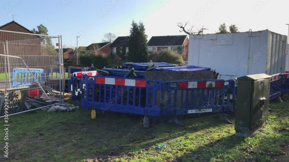 Plastic fence - road works in England - suburbs Plastic fence - road works in England - suburbs