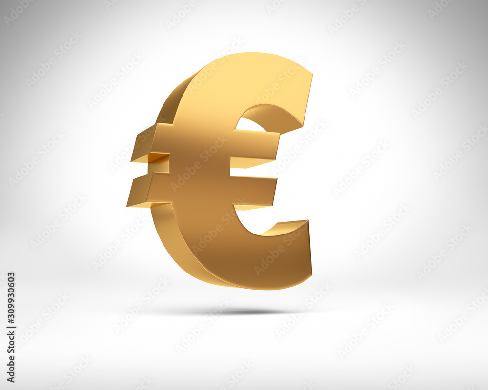 Goldenes Eurozeichen auf weissem Untergrund Goldenes Eurozeichen auf weissem Untergrund