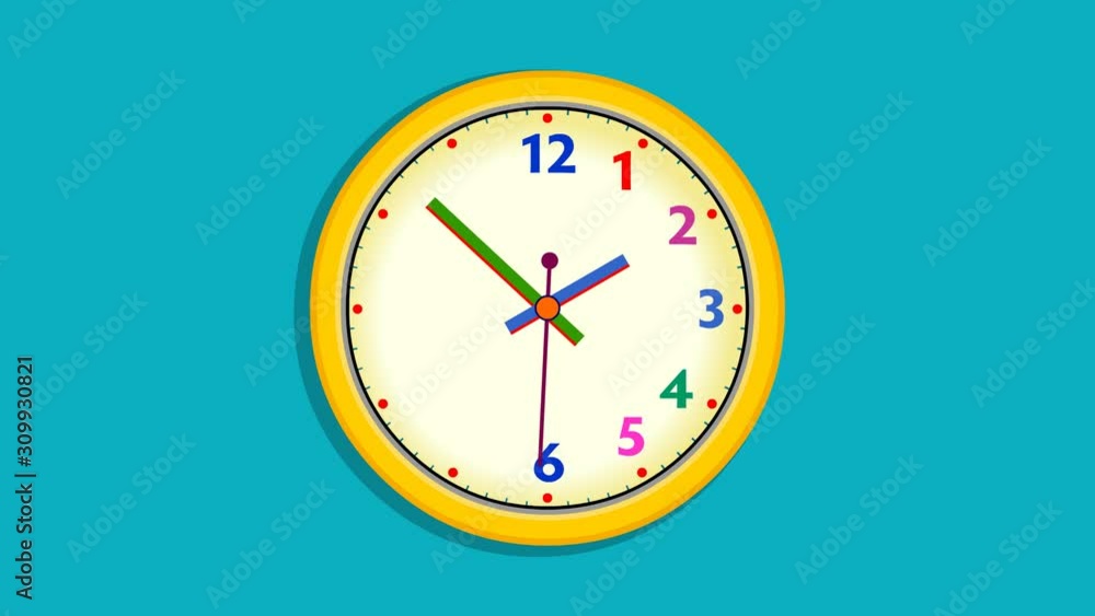 Animated yellow childs Clock cartoon illustration with numbers animation rising and falling Animated yellow childs Clock cartoon illustration with numbers animation rising and falling