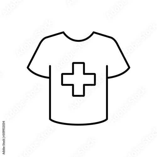 Icono plano lineal camiseta t con cruz grande en color negro