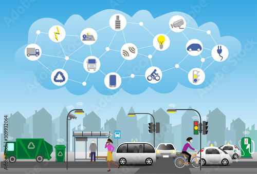 Everything connected in the smart city.  Sensors in garbage cans for pickup time. Real-time traffic sensors to optimize traffic flow. Autonomous vehicles. Electricity for sustainable transports.
