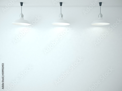 Blank wall with ceiling lamp.