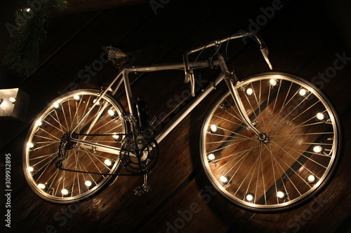 glowing bike in the dark