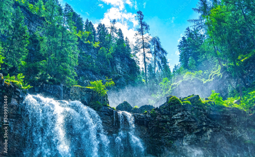 Waterfall in Italian Alps, Cascate di Mezzo Vallesinella, Trentino, Italy  Stock Photo | Adobe Stock