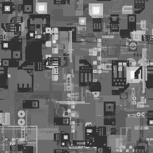 8K greyscale tech city cyberpunk displacement map texture for 3d modelling photo