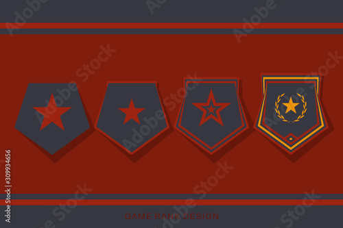 Rank Insignia Badge Set for Game User Interface. Level and Progress Award Sign