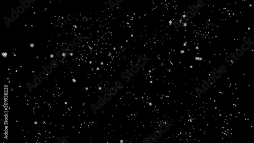 Flying rain or snow on black background. Christmas background, white snow on black background for edit photo. Snow isolated. © JarosawMicha