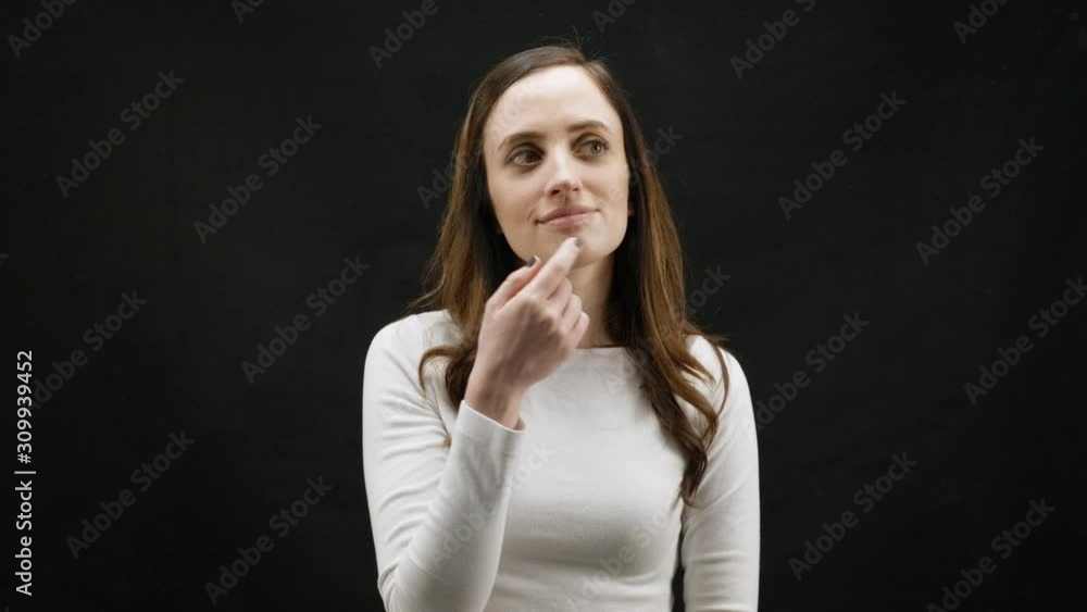 Woman on Black Background - phone app gestures Woman on Black Background - phone app gestures