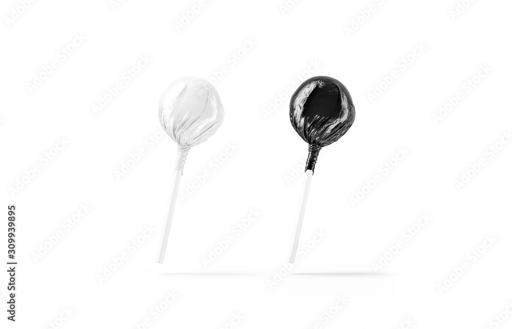 Blank two black and white lollipop wrapper mockup, no gravity Blank two black and white lollipop wrapper mockup, no gravity