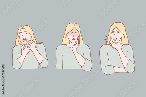 Toothache, tooth disease symptoms concept