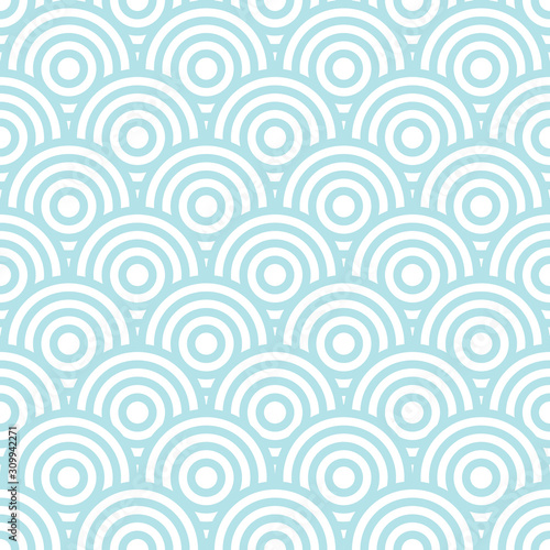 Blue circle wave seamless pattern