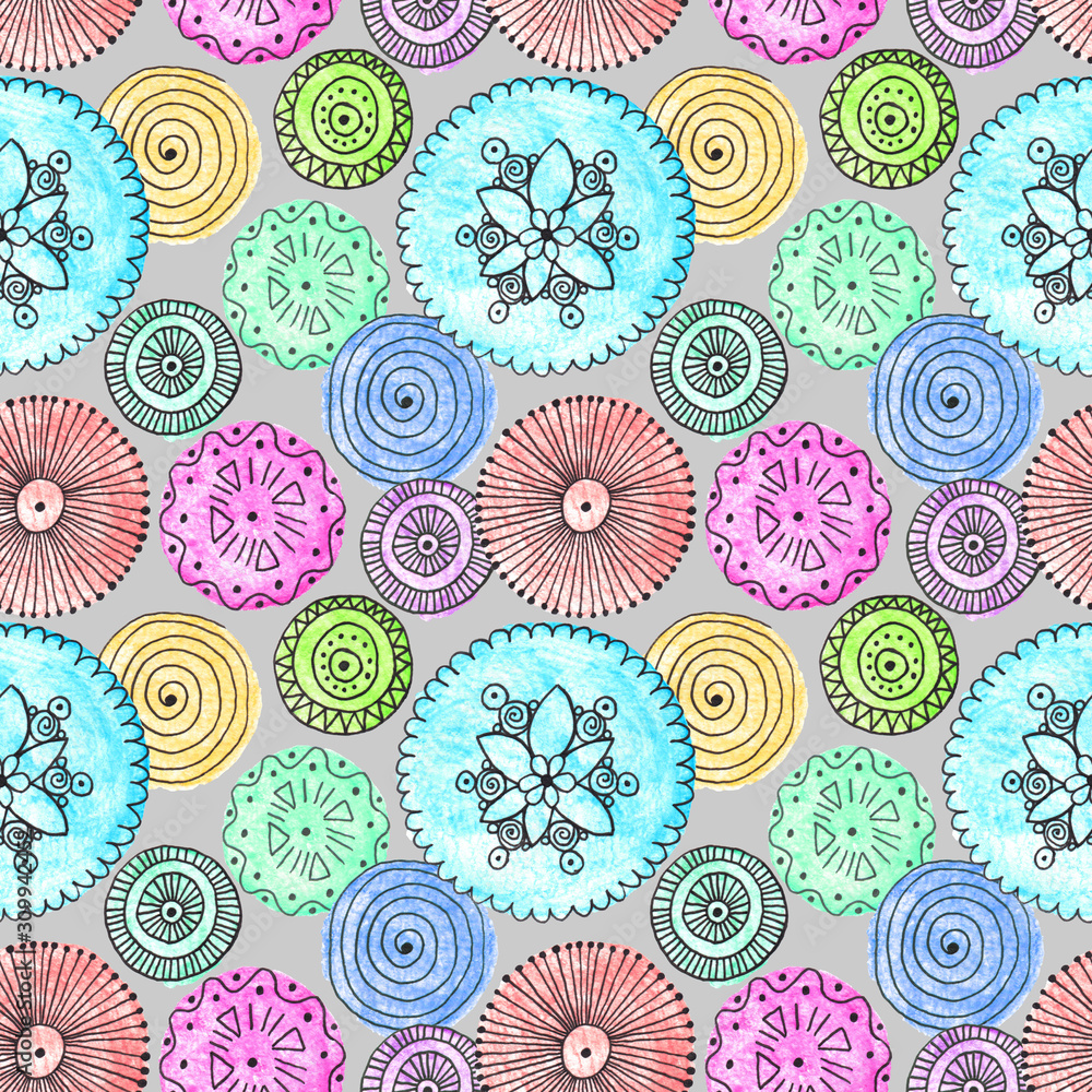 seamless doodle pattern of round elements seamless doodle pattern of round elements