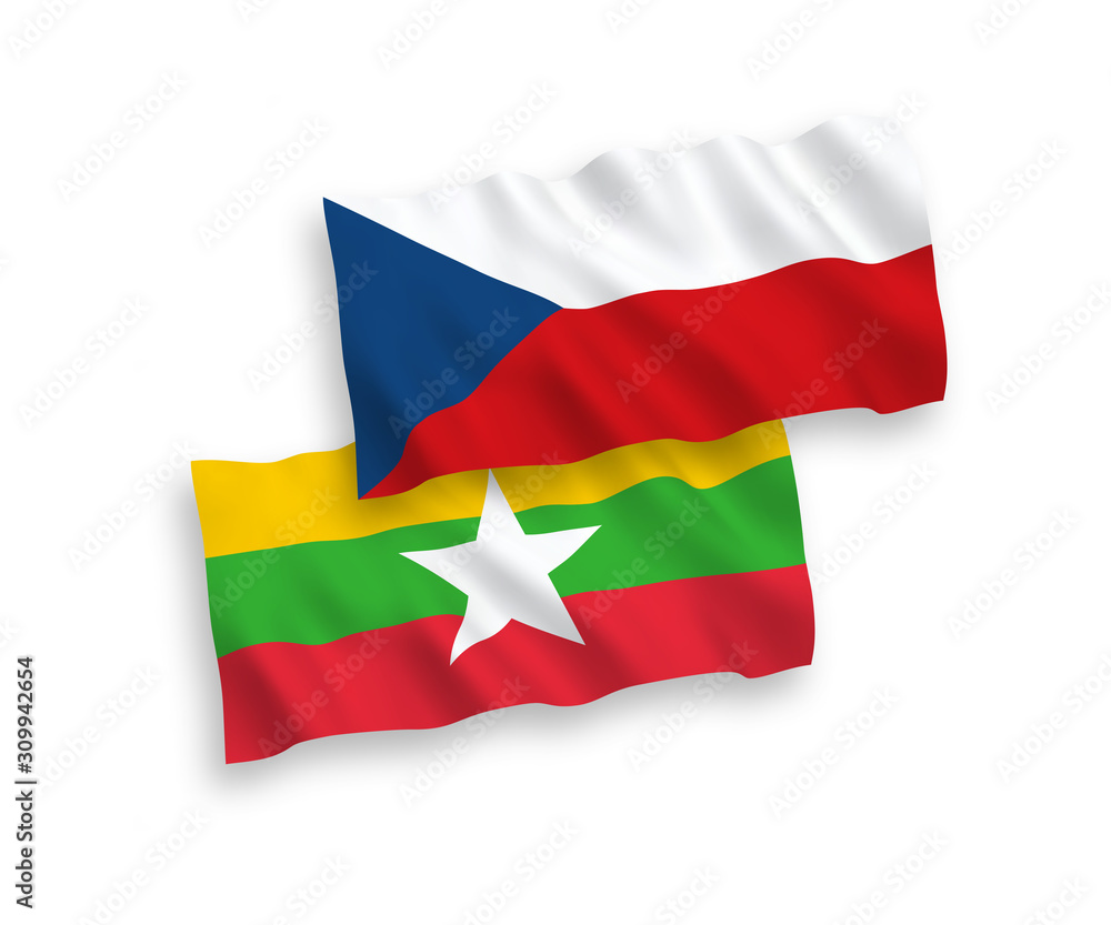 Flags of Czech Republic and Myanmar on a white background Flags of Czech Republic and Myanmar on a white background
