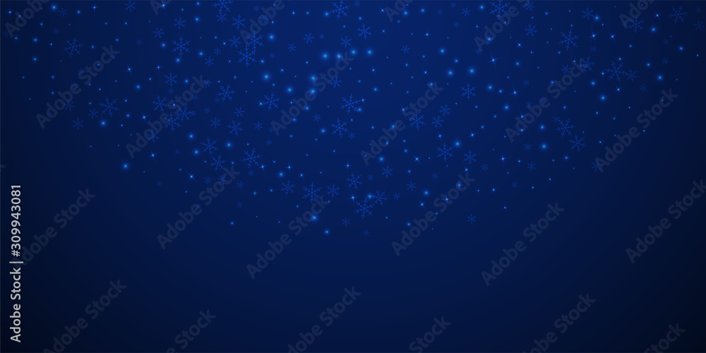 Obraz premium Sparse glowing snow Christmas background. Subtle f