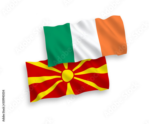 Flags of Ireland and North Macedonia on a white background