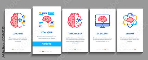 Neurology Medicine Onboarding Mobile App Page Screen. Neurology Equipment And Neurologist, Brain And Nervous System, Nerves And Files Concept Illustrations