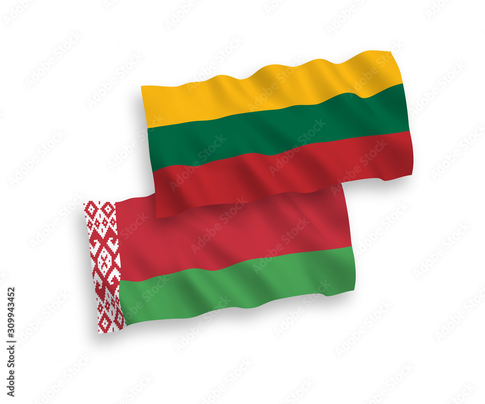 Flags of Lithuania and Belarus on a white background Flags of Lithuania and Belarus on a white background