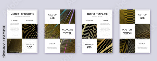 Business brochure design template set. Gold abstra