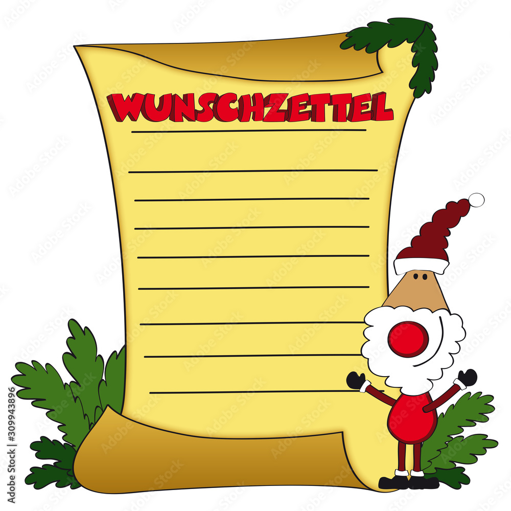 Wunschzettel Vorlage zum Ausdrucken und Beschriften Adobe Stock