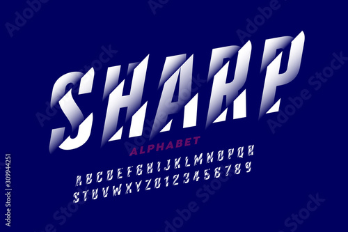 Fototapete Modern font design with sliced effect, alphabet letters and numbers