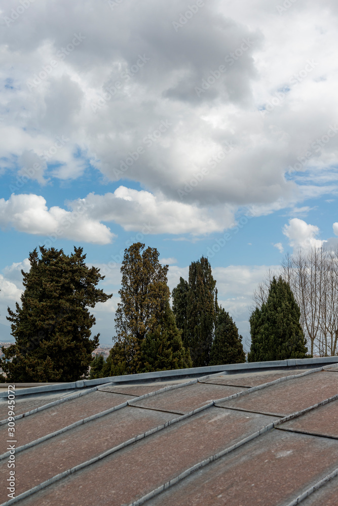 panorama of the sky of Rome from a roof of a building