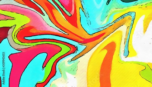 Wallpaper Mural Abstract liquefy marbled psychedelic background. Juicy colors waves and swirled elements.  Motion effect artwork. Torontodigital.ca